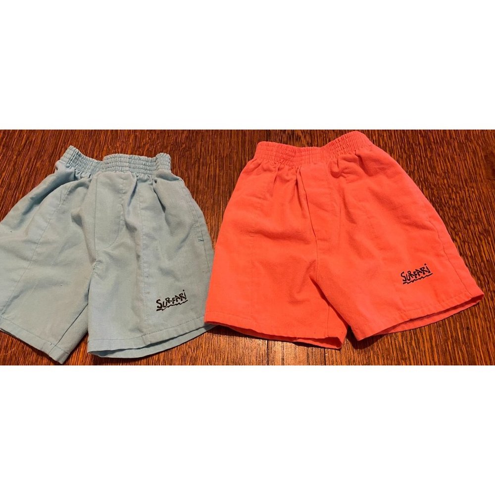 Vintage boys Surfari Shorts Size 2T, Kids Talk Brand Blue and Orange